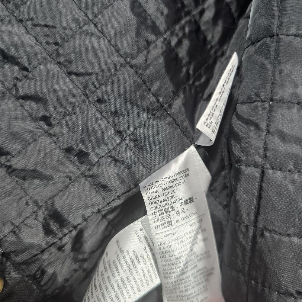 Levi's Premium Jacket Womens Medium Black Sherpa Collar Quilted Lined Workwear - Picture 5 of 13